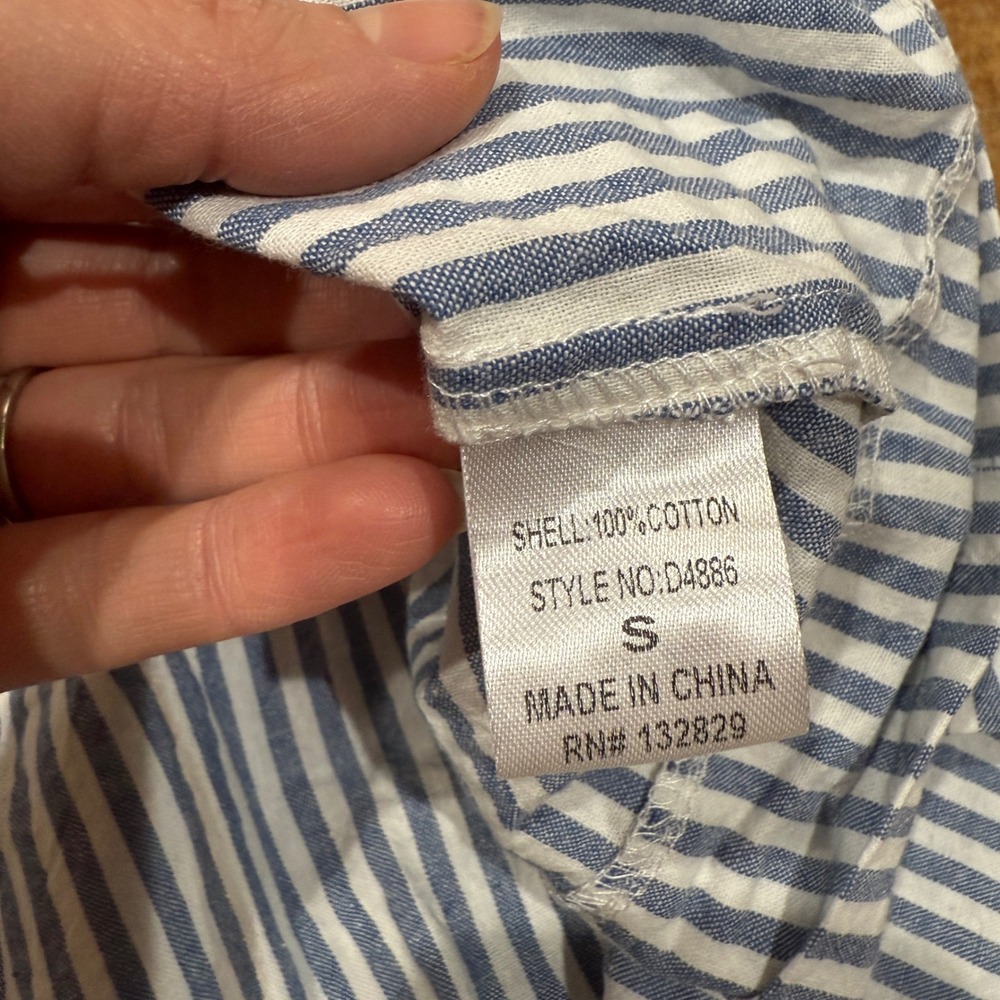 Miou Muse Tessa Stripe Bow Tie Dress Blue White Sleeveless Midi Small Coastal - Picture 9 of 13